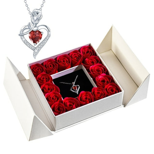 Gifts For Women Jewelry Pendant Necklace /w Soap Eternal Rose Gift Box