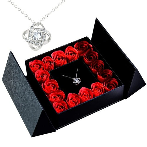 Gifts For Women Jewelry Pendant Necklace /w Soap Eternal Rose Gift Box