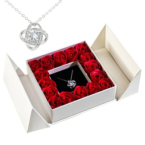 Gifts For Women Jewelry Pendant Necklace /w Soap Eternal Rose Gift Box