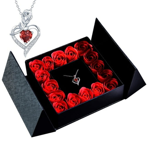 Gifts For Women Jewelry Pendant Necklace /w Soap Eternal Rose Gift Box