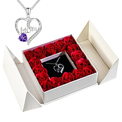 Gifts For Women Jewelry Pendant Necklace /w Soap Eternal Rose Gift Box