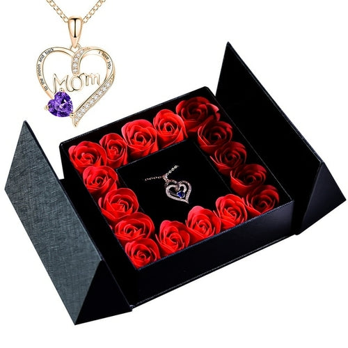 Gifts For Women Jewelry Pendant Necklace /w Soap Eternal Rose Gift Box