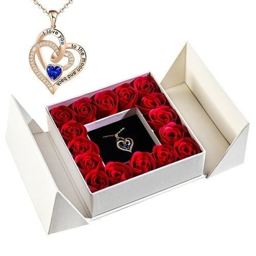 Gifts For Women Jewelry Pendant Necklace /w Soap Eternal Rose Gift Box