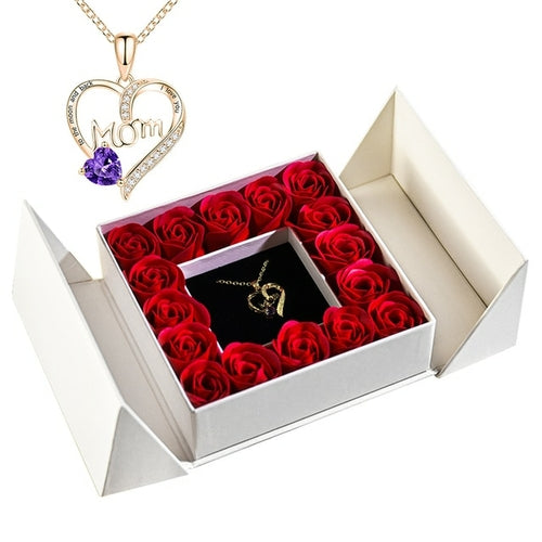 Gifts For Women Jewelry Pendant Necklace /w Soap Eternal Rose Gift Box