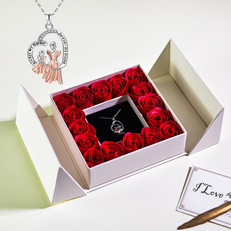 Gifts For Women Jewelry Pendant Necklace /w Soap Eternal Rose Gift Box