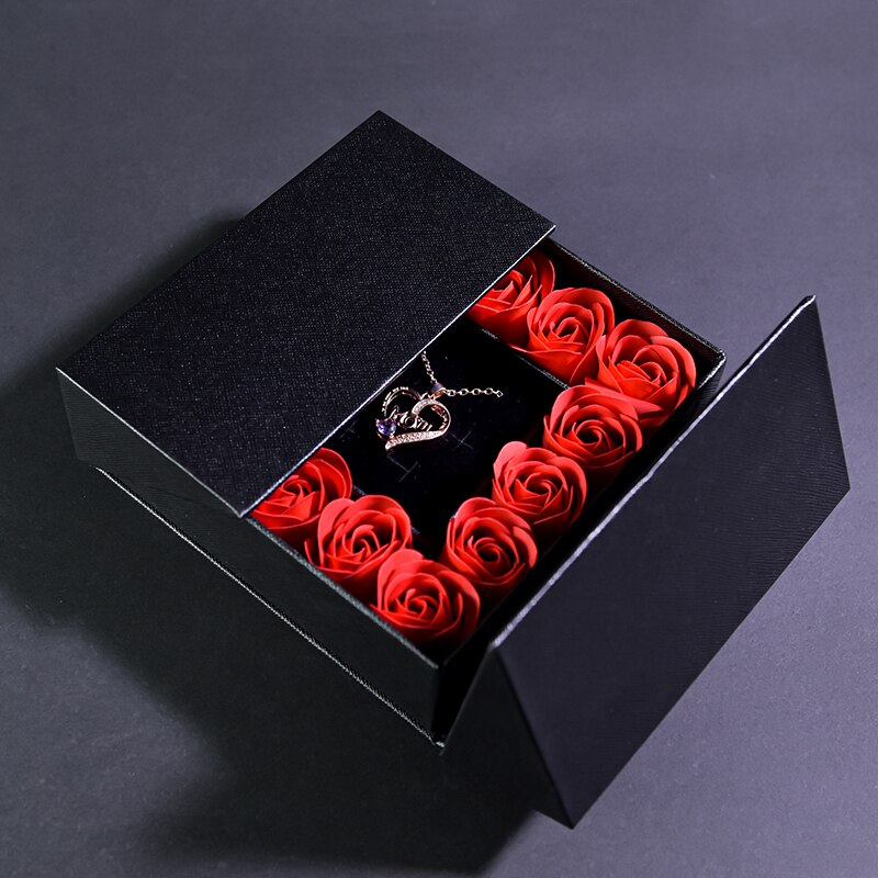 Gifts For Women Jewelry Pendant Necklace /w Soap Eternal Rose Gift Box