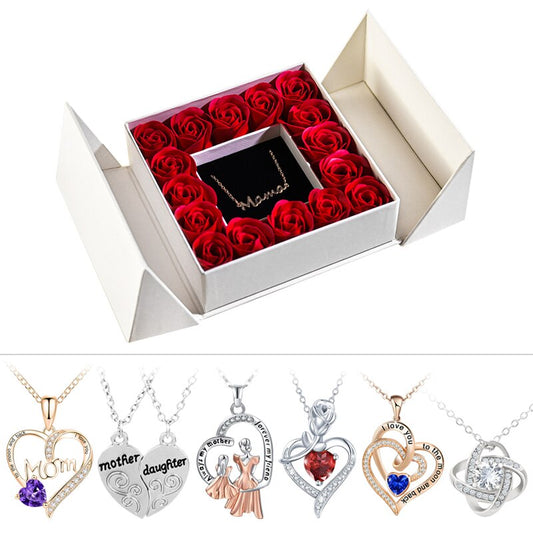 Gifts For Women Jewelry Pendant Necklace /w Soap Eternal Rose Gift Box