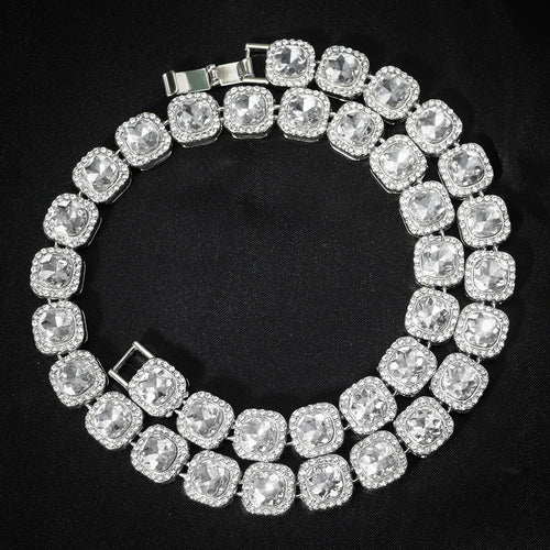 2024 NEW Men Women Hip Hop tennis Chain Necklace 13mm Square CZ Stone