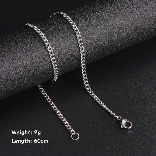 Skyrim Fashion 60cm Long Box Chain Necklace Men Stainless Steel Black