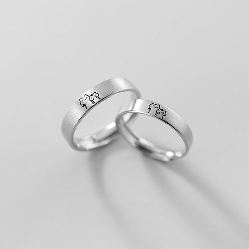 New Simple Couple Rings Silver Color Sun Moon Adjustable Open Ring For