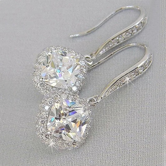 Exquisite Fashion Silver Color Inlaid White Zircon Dangle Earring for