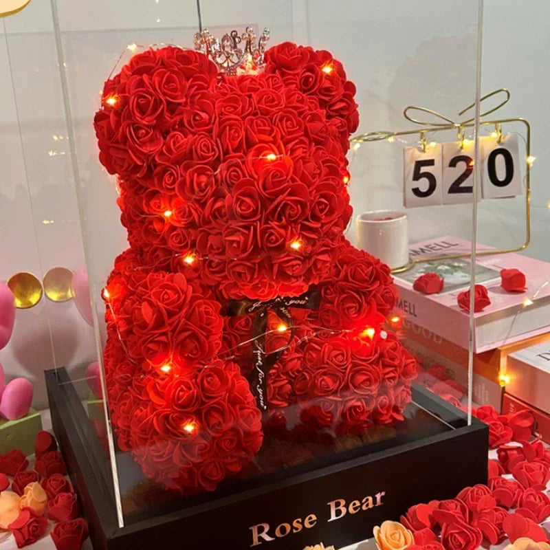 2024 New Artificial Flower Eternal Rose Teddy Bear for Mom Mother's