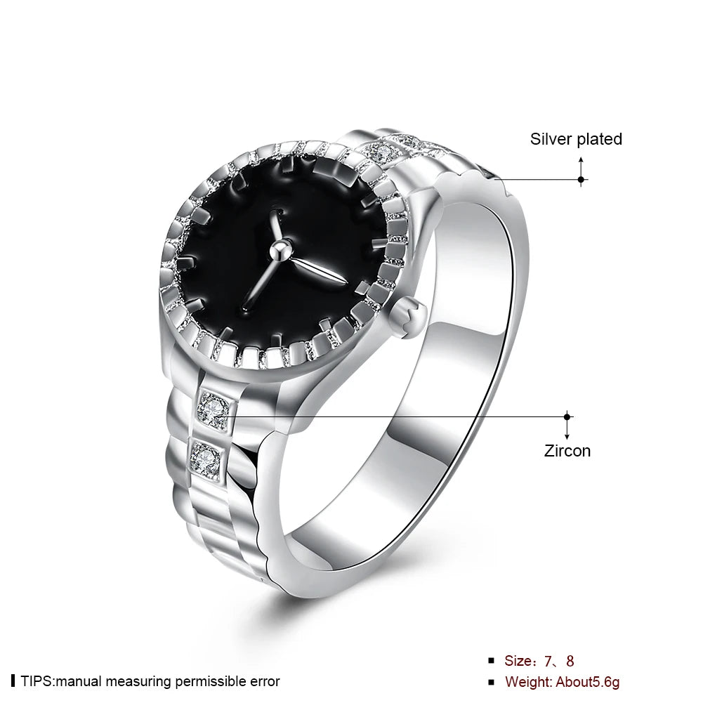 925 Sterling Silver Wrist Watch Zircon Rings For Women Luxury Quality