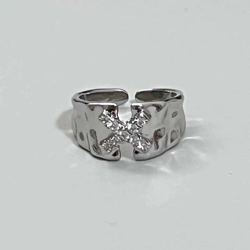 Vintage Irregular Cross Star Open Ring for Women Men Punk Gothic