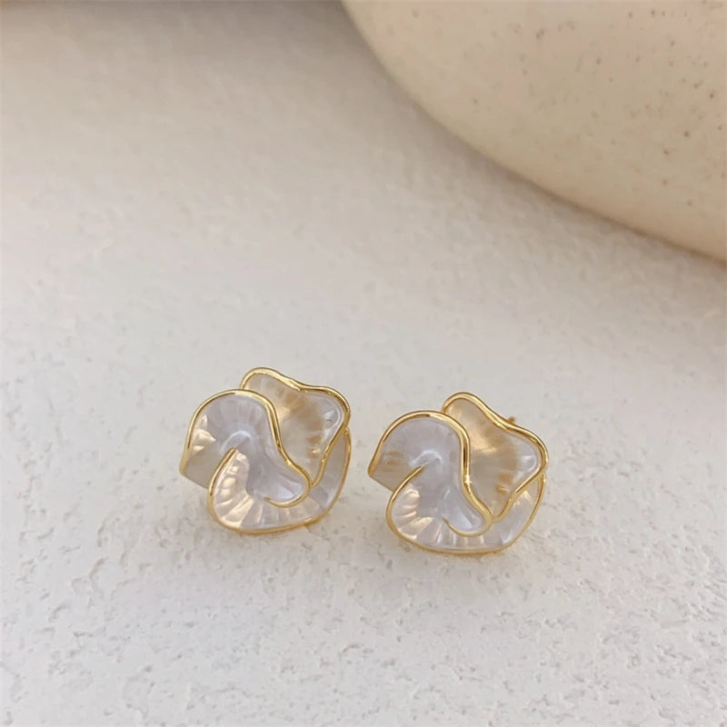 Gentle Camellia Earrings Light Luxury Fashionable Temperament High End