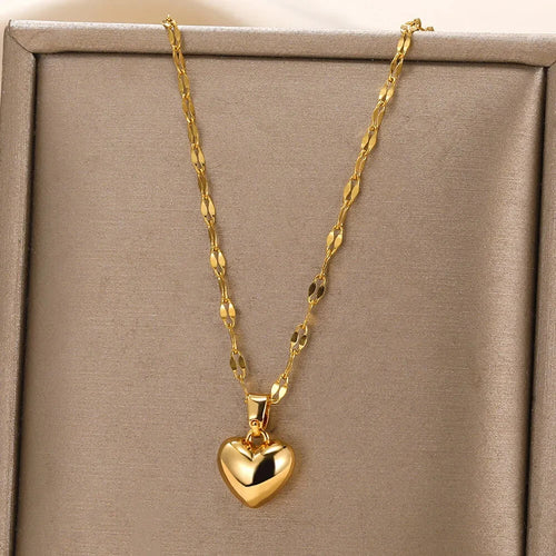 Stainless Steel Love Heart Necklace For Women 2023 New Trendy Lip