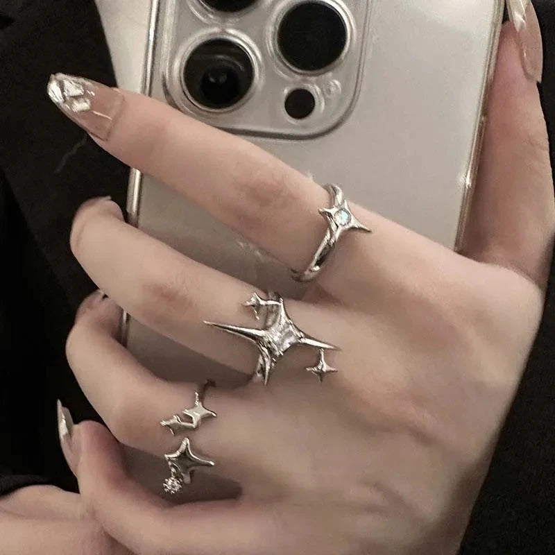 Vintage Irregular Cross Star Open Ring for Women Men Punk Gothic