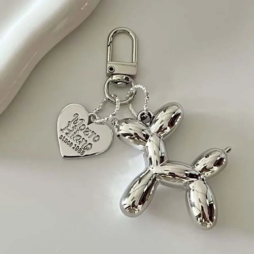 Cartoon Balloon Dog Couple Keychains Key Ring Women Men New Bling Cute