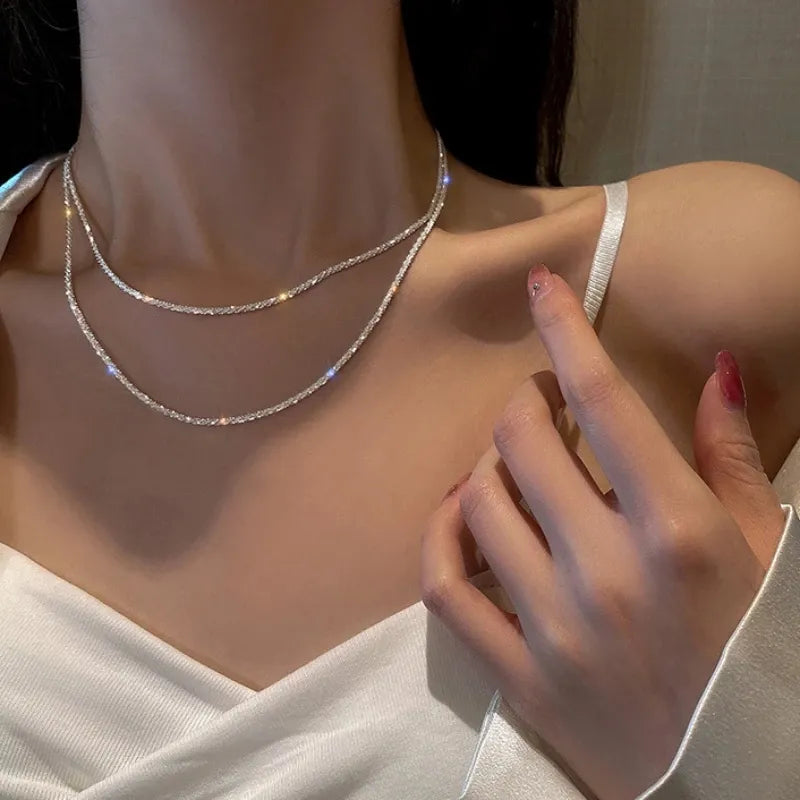 Popular Sparkling Necklace For Women Clavicle Chain Choker Fashion