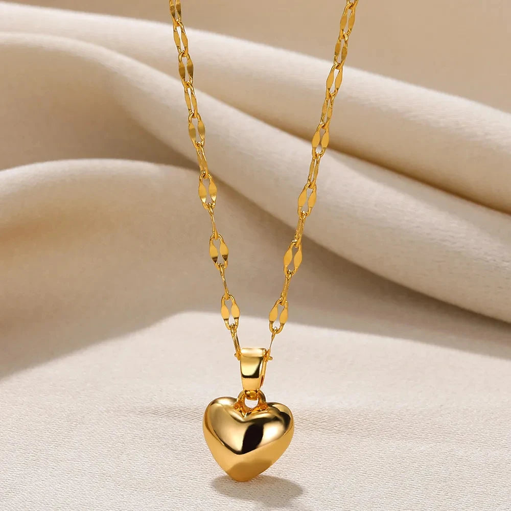 Stainless Steel Love Heart Necklace For Women 2023 New Trendy Lip