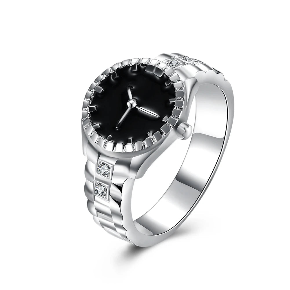 925 Sterling Silver Wrist Watch Zircon Rings For Women Luxury Quality