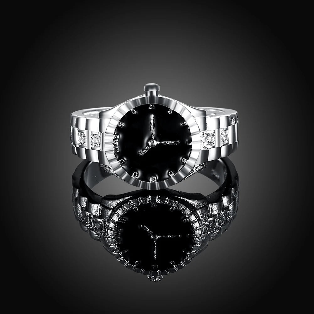 925 Sterling Silver Wrist Watch Zircon Rings For Women Luxury Quality