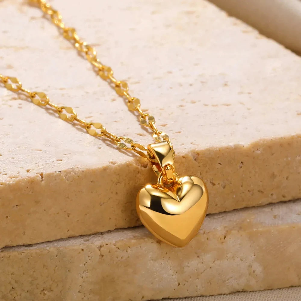 Stainless Steel Love Heart Necklace For Women 2023 New Trendy Lip