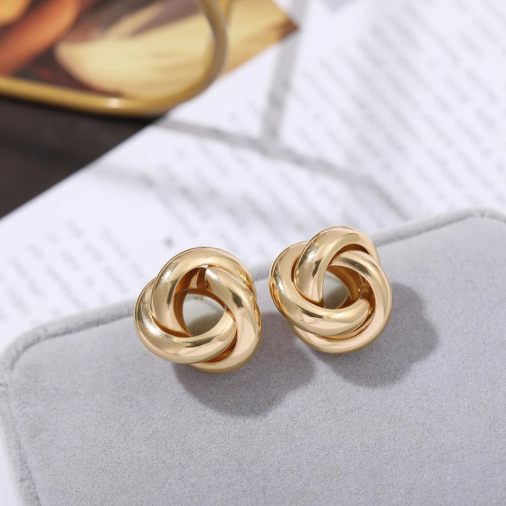 Vintage Geometric Multilayer Round Circles Twisted Hoop Earrings for