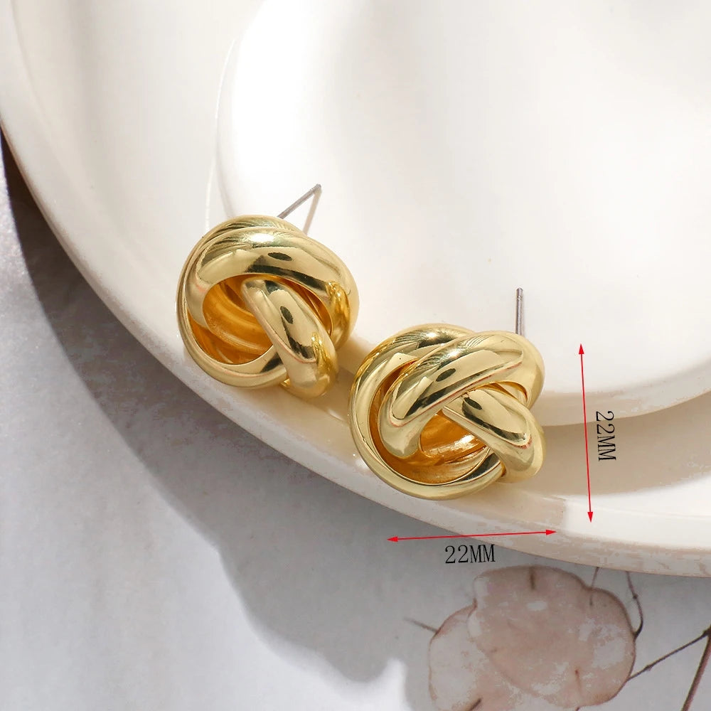 Vintage Geometric Multilayer Round Circles Twisted Hoop Earrings for