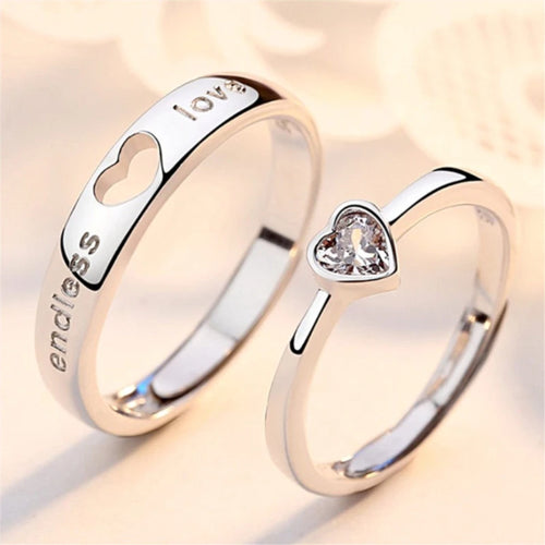 New Simple Couple Rings Silver Color Sun Moon Adjustable Open Ring For