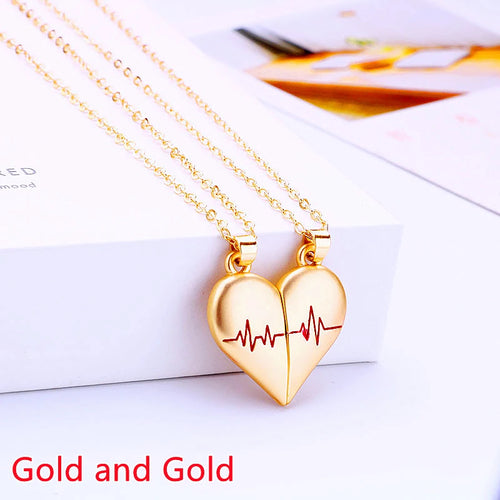 Good Simple Quality Couple Pendant Necklace Electrocardiogram,Magnetic