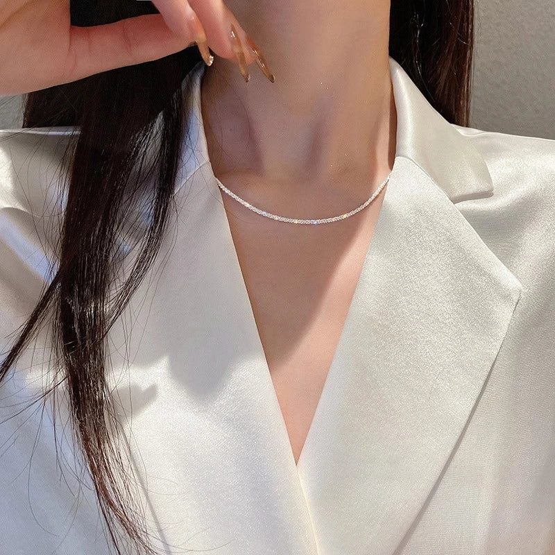 Popular Sparkling Necklace For Women Clavicle Chain Choker Fashion