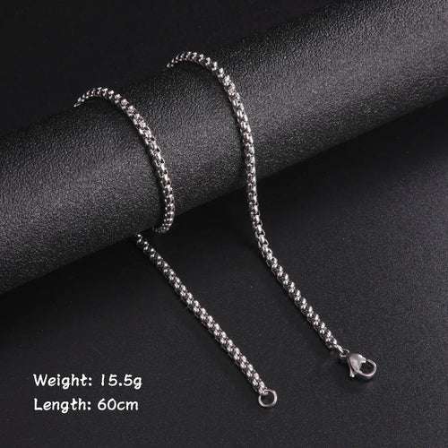 Skyrim Fashion 60cm Long Box Chain Necklace Men Stainless Steel Black