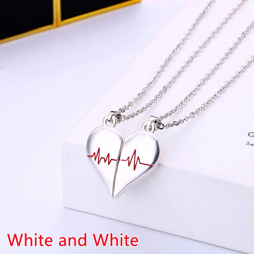 Good Simple Quality Couple Pendant Necklace Electrocardiogram,Magnetic