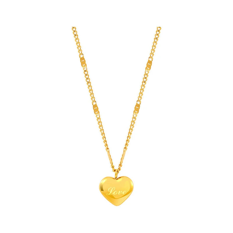 Trendy Simple Gold Color Heart Pendant Chokers Necklace for Women