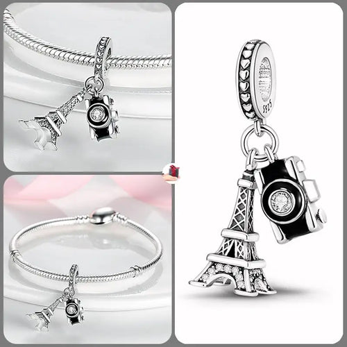 Original Fashion Camera Coffee Cup Flower Charm Beads Suitable for