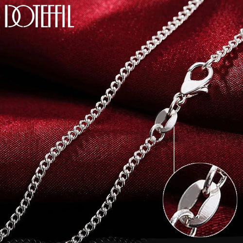 DOTEFFIL 925 Sterling Silver 16/18/20/22/24/26/28/30 Inch 2mm Side