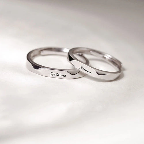 New Simple Couple Rings Silver Color Sun Moon Adjustable Open Ring For