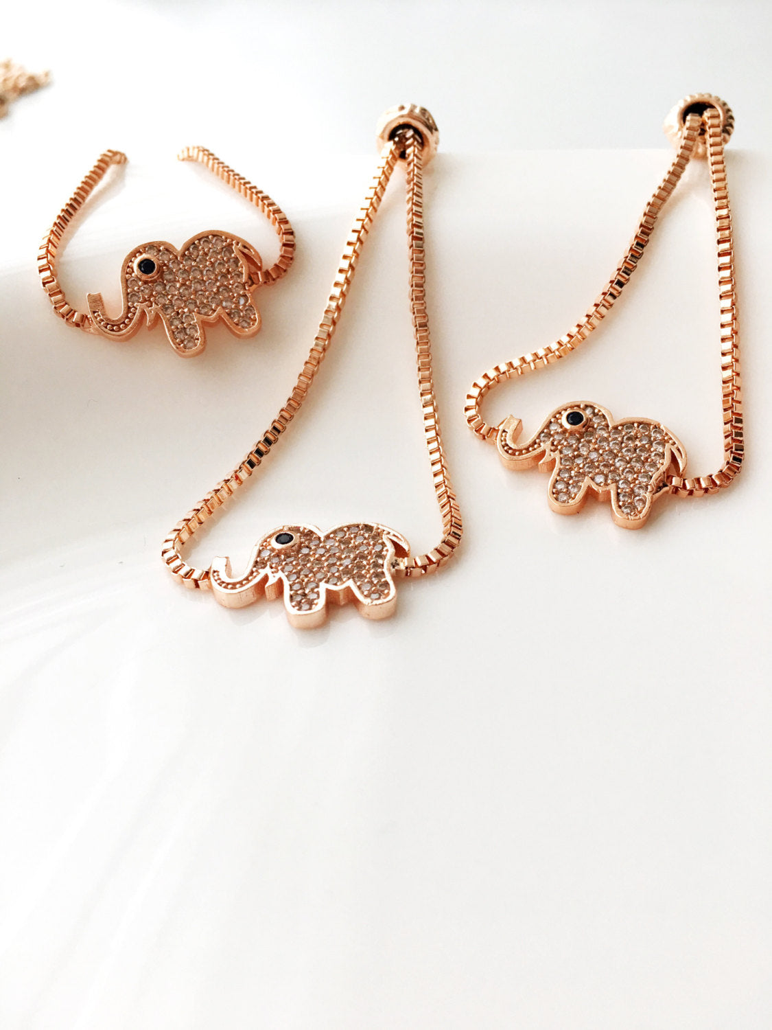 Good Luck Elephant Bracelet, Rose Gold Jewelry