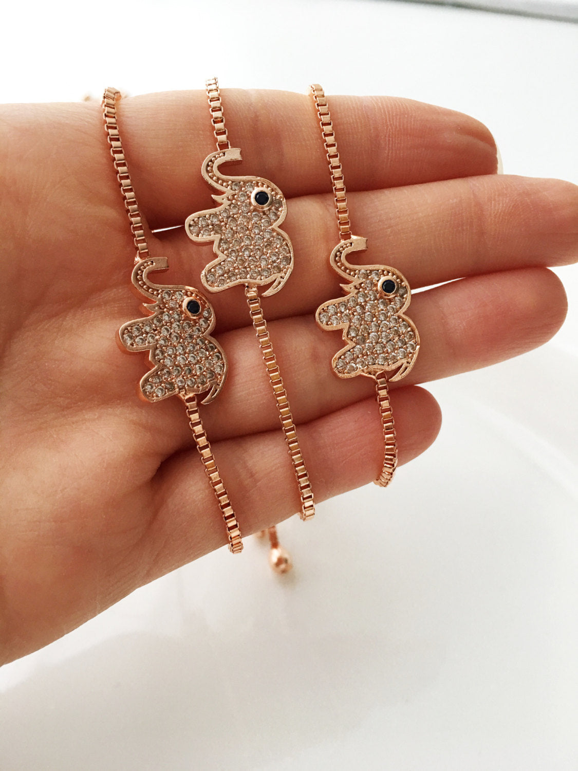 Good Luck Elephant Bracelet, Rose Gold Jewelry